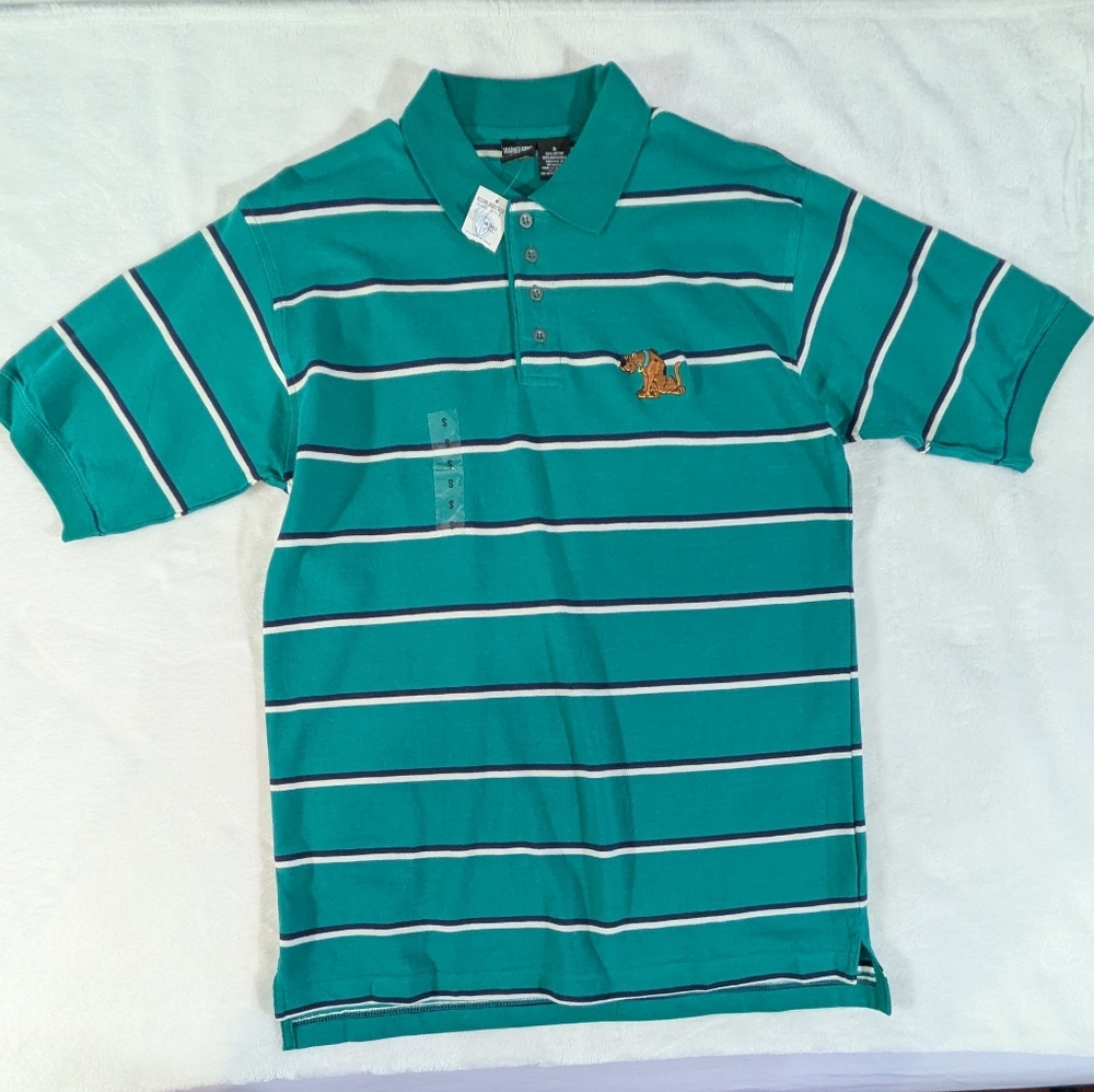 Warner Bros Striped Polo Scooby Doo Cartoon Network Short Sleeve Shirt Small